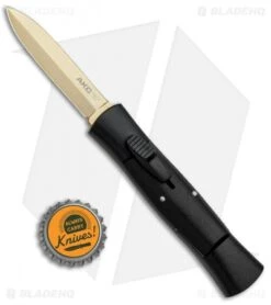 AKC 007 Concord Dagger OTF Automatic Knife Black (2.75" Gold) -Italian Blade Shop AKC 007 Concord Dagger OTF Auto Black Gold BP 28946 jr bottlecap