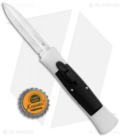 AKC 007 Concord OTF Automatic Dagger Knife White/Black (2.75" Satin) -Italian Blade Shop AKC 007 Concord OTF White Satin Dagger GX 30495 jr bottlecap