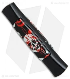 AKC 077 Concord OTF Automatic Knife Red/White Skull (3.25" Black Flat) -Italian Blade Shop AKC 077 concord red white skull black BP 19133 er side