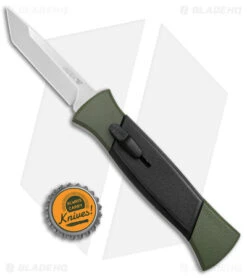 AKC 777 Blackfinger OTF Automatic Knife Green/Black (3.375" Satin Tanto) -Italian Blade Shop AKC 777 Blackfinger OTF Auto Green Black SW Tanto BHQ 152941 jr bottlecap