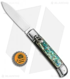 AKC Classic 8" Lever Lock Automatic Italian Knife Abalone (3.2" Polish Flat) -Italian Blade Shop AKC 8in LL Italian Auto Abalone Polish Flat BHQ 82042 jr bottlecap