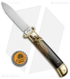 AKC Shot Puller 8" Lever Lock Italian Auto Brazilian W/ Brass (3.2" Polish Flat) -Italian Blade Shop AKC 8in Shot Puller LL Brazilian Horn Brass BP 19886 jr bottlecap