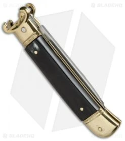 AKC Shot Puller 8" Lever Lock Italian Auto Brazilian W/ Brass (3.2" Polish Flat) -Italian Blade Shop AKC 8in Shot Puller LL Brazilian Horn Brass BP 19886 jr side