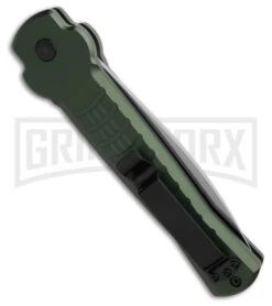 AKC X-treme Ace1 Side Opener Green Automatic Knife - Satin Plain -Italian Blade Shop AKC Ace Side Opener Automatic Knife Green 3in Satin BHQ 189090 td side large