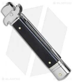 AKC Leverletto 7.5" Lever Lock Automatic Italian Knife Ebony (3.2" Satin) -Italian Blade Shop AKC Bill DeShivs Leverletto Ebony Wood Satin Plain BP 26642 jr side