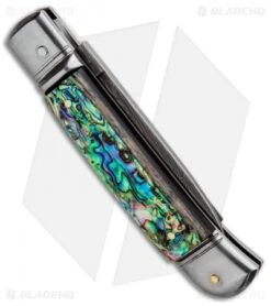AKC Classic 8" Lever Lock Automatic Italian Knife Abalone (3.2" Damascus) 8 AKC Classic 8" Lever Lock Automatic Italian Knife Abalone (3.2" Damascus) -Italian Blade Shop AKC Classic 8in LL Abalone Damascus Flat BP 30459 jr side