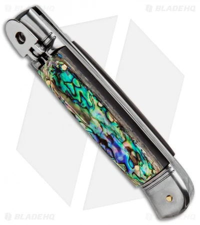 AKC Classic 8" Lever Lock Automatic Italian Knife Abalone (3.2" Damascus) 4 AKC Classic 8" Lever Lock Automatic Italian Knife Abalone (3.2" Damascus) - Image 2