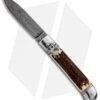 AKC Classic 8" Lever Lock Automatic Italian Knife Stag (3.2" Damascus) -Italian Blade Shop AKC Classic 8in LL Stag Horn Damascus Flat BP 30458 jr