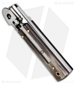 AKC Classic 6" Lever Lock Automatic Italian Knife Brazilian Horn (2.25" Satin) -Italian Blade Shop AKC Classic Leverlock Brazilian Horn BHQ 50889 ns spine