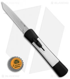 AKC Concord Tanto OTF Automatic Knife Black/White (3.25" Satin) -Italian Blade Shop AKC Concord Tanto Black White Satin BHQ 90287 er bottlecap