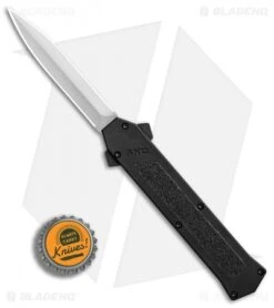 AKC F-16 D/A OTF Automatic Knife Black Aluminum (3.3" Satin) -Italian Blade Shop AKC F 16 Black DA Dagger Satin Plain GX 30994 er bottlecap