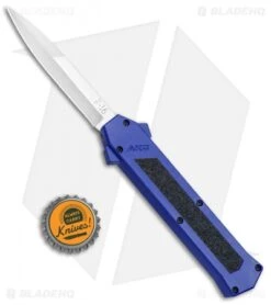 AKC F-16 D/A Bayonet OTF Automatic Knife Blue (3.3" Satin) -Italian Blade Shop AKC F 16 Blue DA OTF Bayo Satin Plain BP 23856 jr bottlecap