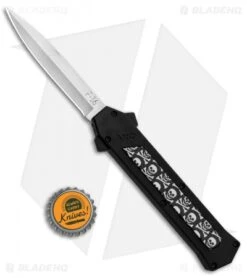 AKC F-16 D/A Bayonet OTF Automatic Knife Skulls (3.3" Satin) -Italian Blade Shop AKC F 16 DA Bayo OTF Auto Skulls Satin BHQ 84593 jr bottlecap