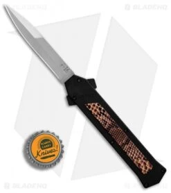 AKC F-16 D/A Bayonet OTF Automatic Knife Snake Skin (3.3" Satin) -Italian Blade Shop AKC F 16 DA Bayonet Snake Skin Satin BHQ 78292 er bottlecap