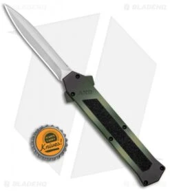 AKC F-16 D/A Dagger OTF Automatic Knife Green Camo (3.3" Satin) -Italian Blade Shop AKC F 16 DA Dagger Camo OTF Auto Green Satin BHQ 125374 jr bottlecap