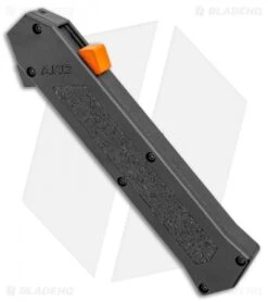 AKC F-16 D/A Dagger OTF Automatic Knife Black W/ Orange Button (3.3" Satin) -Italian Blade Shop AKC F 16 DA Dagger OTF Auto Black Orange Button Satin BHQ 98892 jr spine