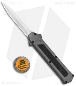 AKC F-16 D/A Dagger OTF Automatic Knife Gray (3.3" Satin) -Italian Blade Shop AKC F 16 DA Dagger OTF Auto Gray Satin BHQ 92691 jr bottlecap