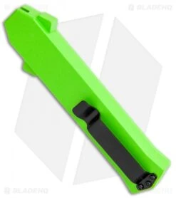 AKC F-16 D/A Dagger OTF Automatic Knife Neon Green (3.3" Satin) -Italian Blade Shop AKC F 16 DA Dagger OTF Auto Neon Green Satin BHQ 113380 jr side