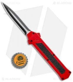 AKC F-16 D/A Dagger OTF Automatic Knife Red (3.3" Two Tone) -Italian Blade Shop AKC F 16 DA Dagger OTF Auto Red TT BHQ 112389 jr bottlecap