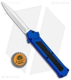 AKC F-16 D/A Dagger OTF Automatic Knife Blue (3.3" Satin) -Italian Blade Shop AKC F 16 DA Dagger OTF Blue Satin BHQ 93753 jr bottlecap