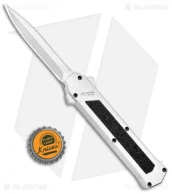 AKC F-16 D/A Dagger OTF Automatic Knife White (3.3" Satin) -Italian Blade Shop AKC F 16 DA Dagger OTF White Satin BHQ 94221 jr bottlecap