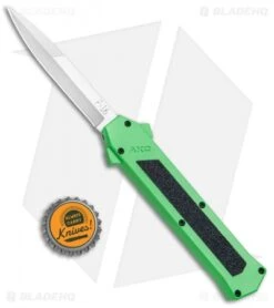 AKC F-16 D/A Bayonet OTF Automatic Knife Green (3.3" Satin) -Italian Blade Shop AKC F 16 Green DA OTF Bayo Satin Plain BP 23855 jr bottlecap