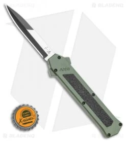 AKC F-16 D/A Bayonet OTF Automatic Knife OD Green Aluminum (3.3" Two Tone) 9 AKC F-16 D/A Bayonet OTF Automatic Knife OD Green Aluminum (3.3" Two Tone) -Italian Blade Shop AKC F 16 OD Green D A OTF Automatic Knife Bayo Two TonePlain GX 35588 LS Bottlecap