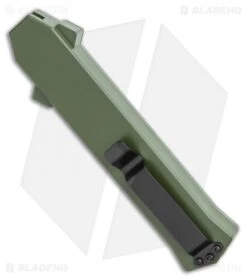 AKC F-16 D/A Bayonet OTF Automatic Knife OD Green Aluminum (3.3" Two Tone) 8 AKC F-16 D/A Bayonet OTF Automatic Knife OD Green Aluminum (3.3" Two Tone) -Italian Blade Shop AKC F 16 OD Green D A OTF Automatic Knife Bayo Two TonePlain GX 35588 LS Side