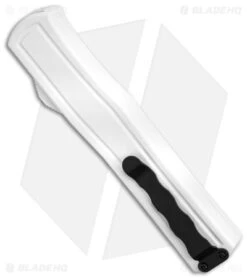 AKC F-20 D/A Spear Point OTF Automatic Knife White Aluminum (3.6" Satin) -Italian Blade Shop AKC F 20 D A Spear Point OTF AK White Aluminium 3in Satin BHQ 158200 td siDe