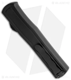 AKC F-20 D/A OTF Automatic Knife Black Aluminum (3.6" Black) -Italian Blade Shop AKC F 20 DA Dagger OTF Auto Black Black BHQ 140839 jr side