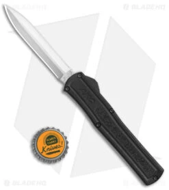 AKC F-20 D/A Dagger OTF Automatic Knife Black Aluminum (3.6" Satin) -Italian Blade Shop AKC F 20 DA Dagger OTF Auto Black Satin BHQ 141074 jr bottlecap 2