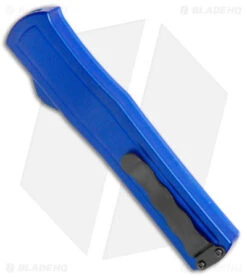 AKC F-20 D/A Dagger OTF Automatic Knife Blue Aluminum (3.6" Satin) -Italian Blade Shop AKC F 20 DA Dagger OTF Auto Blue Satin BHQ 141098 jr side 2