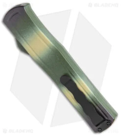 AKC F-20 D/A Dagger OTF Automatic Knife Green Camo Aluminum (3.6" Satin) -Italian Blade Shop AKC F 20 DA Dagger OTF Auto Camo Satin BHQ 140488 jr side