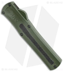 AKC F-20 D/A OTF Automatic Knife Green Aluminum (3.6" Black) -Italian Blade Shop AKC F 20 DA Dagger OTF Auto OD Green Black BHQ 140846 jr spine