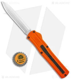 AKC F-20 D/A Drop Point OTF Automatic Knife Orange Aluminum (3.6" Satin) -Italian Blade Shop AKC F 20 DA Dagger OTF Auto Orange Satin BHQ 140491 jr bottlecap