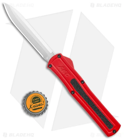 AKC F-20 D/A Dagger OTF Automatic Knife Red Aluminum (3.6" Satin) 6 AKC F-20 D/A Dagger OTF Automatic Knife Red Aluminum (3.6" Satin) - Image 4