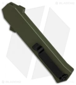 AKC F-16 D/A Bayonet OTF Automatic Knife OD Green (3.3" Satin) -Italian Blade Shop AKC F16 OD Green DA Bayo Satin Plain BP 25690 er side