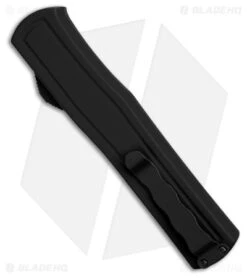 AKC F-20 D/A Dagger OTF Automatic Knife Black Aluminum (3.6" Two Tone) -Italian Blade Shop AKC F20 DA Dagger OTF AK Black Alum 3in Two Tone BHQ 178763 td side