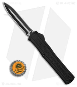 AKC F-20 D/A Dagger OTF Automatic Knife Black Aluminum (3.6" Two Tone) -Italian Blade Shop AKC F20 DA Dagger OTF AK Black Alum 3in Two Tone BHQ 178763 td size