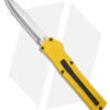 AKC F-20 D/A OTF Automatic Knife Dagger Yellow Aluminum (3.6" Satin) -Italian Blade Shop AKC F20 DA OTF AK Dagger yellow Alum 3in Satin BHQ 178761 td