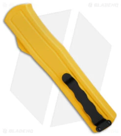 AKC F-20 D/A Drop Point OTF Automatic Knife Yellow (3.6" Satin) -Italian Blade Shop AKC F30 DA Drop Point OTF AK Yellow 3in Satin BHQ 178601 td side