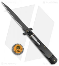 AKC Leverletto 9" Lever Lock Automatic Italian Knife Black (4" Black Flat) -Italian Blade Shop AKC Leverletto 9in LL Auto Italian Black Black BHQ 50877 jr bottlecap