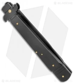 AKC Leverletto 9" Lever Lock Automatic Italian Knife Black (4" Black Flat) -Italian Blade Shop AKC Leverletto 9in LL Auto Italian Black Black BHQ 50877 jr side