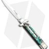 AKC Leverletto 7.75" Automatic Italian Stiletto Abalone (3.25" Satin Bayo)