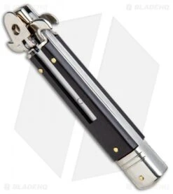 AKC Leverletto 7.75" Lever Lock Auto Italian Knife Ebony (4" Satin Bayo) -Italian Blade Shop AKC Leverletto LL Auto Ebony Bayo BHQ 92878 jr spine