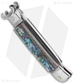 AKC Shot Puller 8" Lever Lock Italian Auto Knife Abalone (3.2" Polish Flat) 8 AKC Shot Puller 8" Lever Lock Italian Auto Knife Abalone (3.2" Polish Flat) -Italian Blade Shop AKC Shot Puller 8in LL Italian Abalone BHQ 68879 jr side