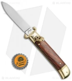 AKC Shot Puller 8" Lever Lock Italian Auto Cocobolo W/ Brass (3.2" Polish Flat) -Italian Blade Shop AKC Shot Puller 8in LL Italian Cocobolo Brass BP 19867 jr bottlecap