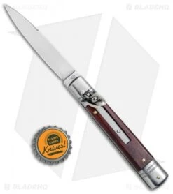 AKC 7.75" Slimline Lever Lock Automatic Knife Cocobolo (3.3" Satin Flat) -Italian Blade Shop AKC Slimline LL Auto Cocobolo Satin Flat BHQ 79857 jr bottlecap
