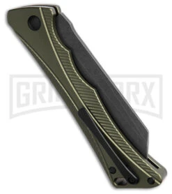 AKC Smarty Green W/Black Bolster Automatic Knife Reverse Tanto - Black SW Plain -Italian Blade Shop AKC Smarty Automatic Knife Green w Black Bolster 3.3in Black Stonewash BHQ 184727 hd side large