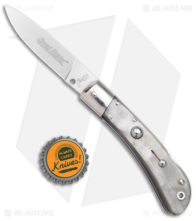 AKC Speed Hunter Automatic Italian Knife Dark/Light Horn (3" Polish) 6 AKC Speed Hunter Automatic Italian Knife Dark/Light Horn (3" Polish) - Image 4